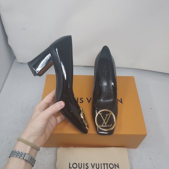 Louis Vuitton Black Patent Leather Madeleine Square Toe Pumps - Picture 1 of 11
